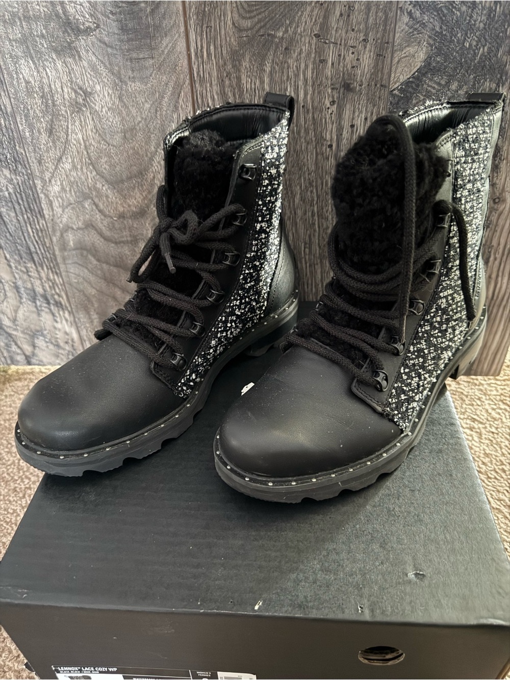 SOREL Lennox Lace Cozy WP Women's Boots - Black Size 9 - Picture 8 of 9